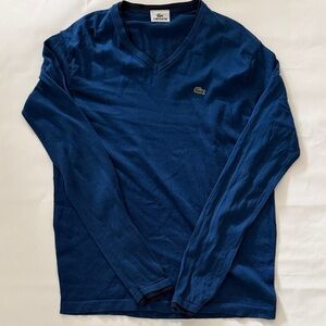 Lacoste Deep Blue V-Neck Long Sleeve Pullover